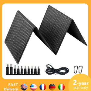 60W Portable Solar Panel Monocrystalline Foldable Solar Panel P65 Waterproof Solar Panel Charger 23.5 High Efficiency QC3 0 PD USB Port DC Output 10 Connectors For Outdoor Camping Cloudy