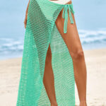 Fisoew Womens Crochet Swimsuit Coverups Hollow Out Bikini Wraps Swimwear Bathing Suit Cover Up Beach Maxi Skirt