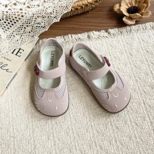 Girls' Mesh Breathable Princess Shoes, Children's Silver Single Shoes, Little Girls' Soft Soled Outer Leather Shoes