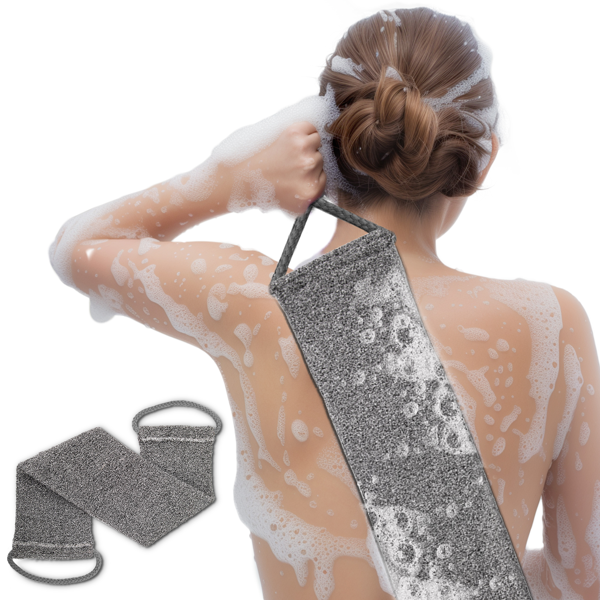 Premium Bamboo Fiber Exfoliating Body Scrubber Towel Deep Clean & Gentle Exfoliation For Smooth Skin-Grey