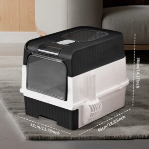 Fully Enclosed Magic Cube Litter Box, Top&Front Entry, Pull-Out Drawer, Anti-Splash Odor Control, Large For Big Cats