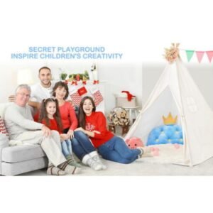 AU Large Teepee Tent Kids Cotton Canvas Pretend Play House Boy Girls Wigwam OZ 70X11X11