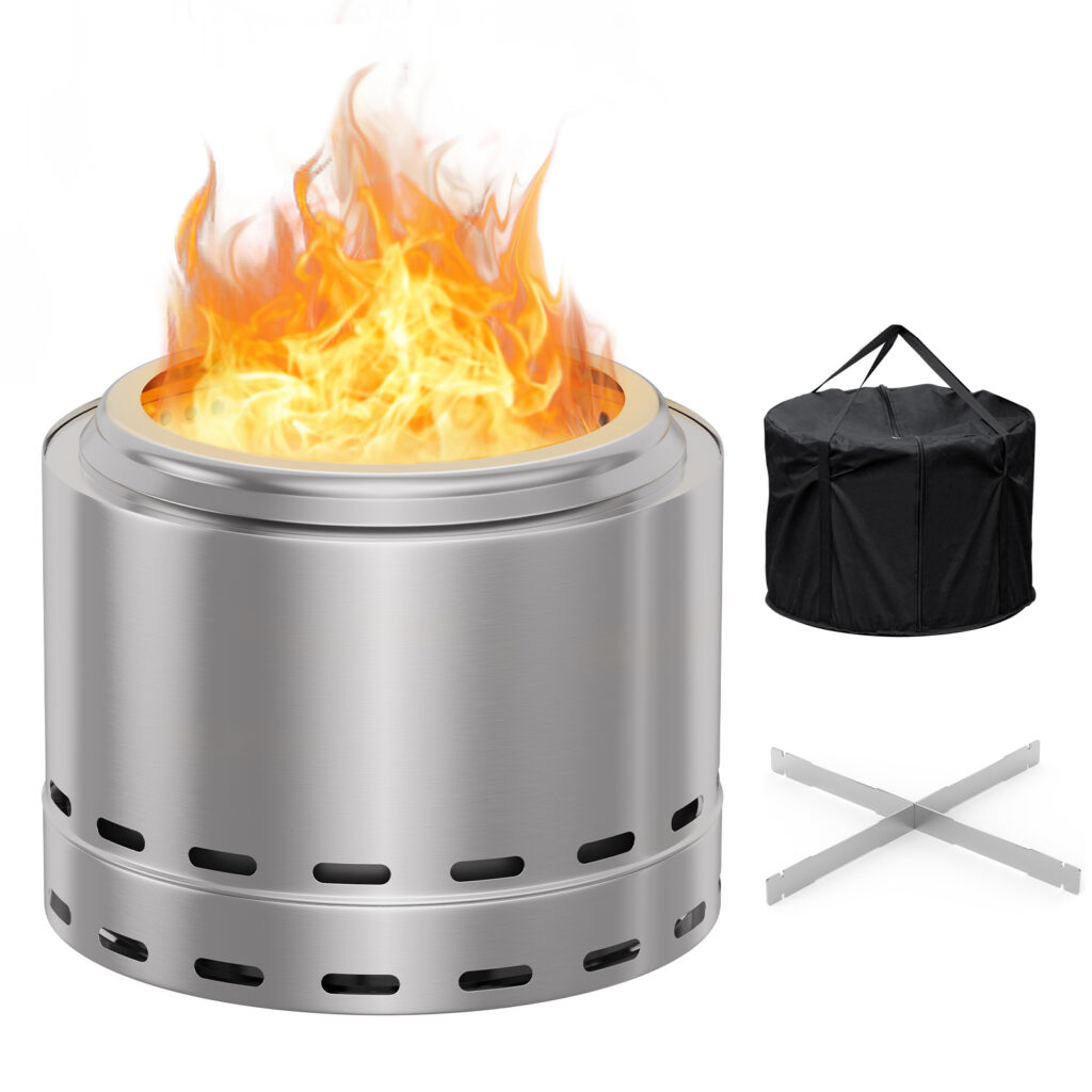 19.5 Smokeless Fire Pit, Portable Outdoor Firepit, Wood Burning Fireplaces, Low Smoke Bonfire For Camping, Patio And Outside