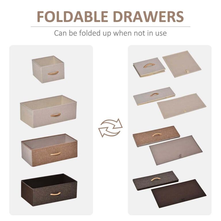 5-Drawer Fabric Dresser Tower, 4-Tier Storage Organizer With Steel Frame Drawers Can Be Folded Topping Design Included For Hallway, Bedroom, And Closet