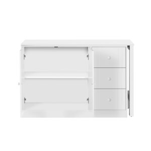 U-STYLE 89.7 Wooden Sideboard With Extendable Table Multifunctional Storage Cabinet With 2 Doors And 3 Drawers For Living Room Study Foyer And Kitchen