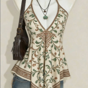 2026 New Retro Bohemian Printed Neck Top
