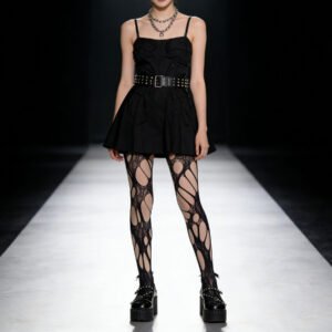 Irregular And Sexy Stockings With Summer Thin Straps, Broken Holes, Black Silk Jumpsuit Stockings