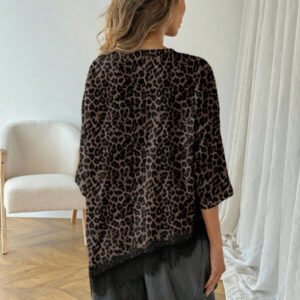 Polka-dot Top Asymmetric Lace-panel T-shirt For Women