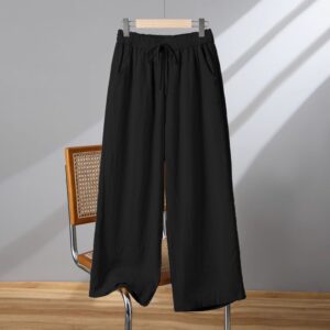 Plus-size Drawstring Straight-leg Casual Pants