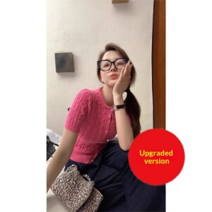 Korean-style Casual Slimming Short-sleeve Knit Top For Women