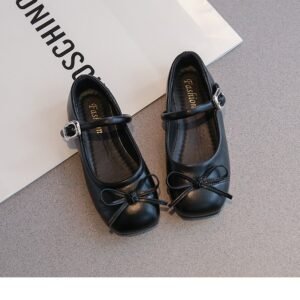 Girls' Leather Shoes, Shallow Mouth Princess Shoes, Korean Version, Girls' Fashionable, Versatile, Casual Single Shoes