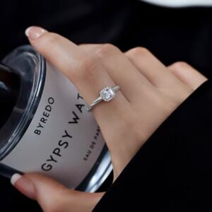S999 Pure Silver Small Square Sugar Full Zircon Ring For Women, Niche Premium & Delicate, Light Luxury Versatile Jewelry Wholesale