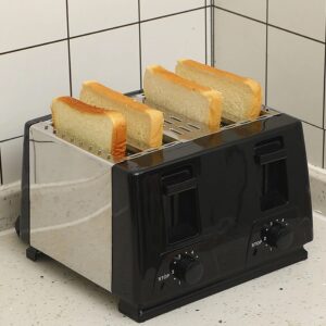 4 Slice Extra Wide Slot With Variable Defrost Reheat Black Toaster New