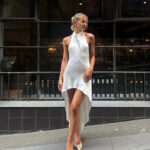 European And American Spring New Elegant Womens Dress Longer In The Front