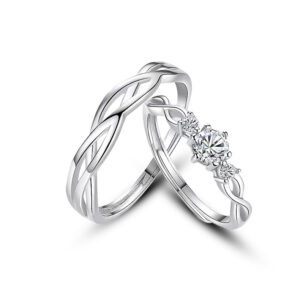 S999 Pure Silver Bind Your Love Couple Rings, Niche Design, Premium Light Luxury Pair Rings, Valentine’s Day Gift