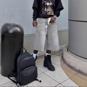 Retro Straight-Leg Wide-Leg Denim Shorts