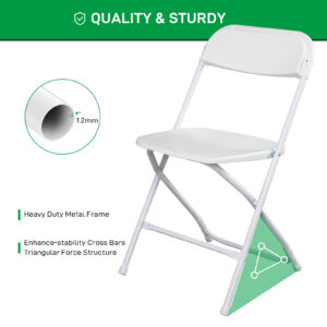 4Pcs Folding Chair, 350LBS Lightweight Foldable Plastic Chair, Reinforced Metal Frame Easy To Fold & Store For Indoor & Outdoor, Wedding, Party, Meeting Room, Patio And Garden