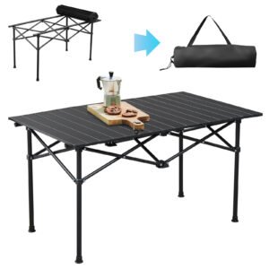 120cm Portable Carbon Steel Camping Table Outdoor Folding Camping Table Portable Ultralight Camping Table Roll-Up Camping Table Folding