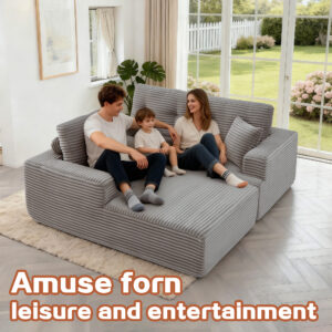 Right-Facing Chaise,L Shape Modular Sectional Sofa, Compressed Sectional Sofa Modern Minimalist Style Corduroy Couch,Unfold Into A Bed, Bedroom, Comfy Compressed Sofa