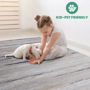 PAYAS 2X8 Ivory Blue Striped Runner Rug