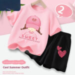Girls' Short-Sleeve Summer Casual Stylish Outfit For Older Children