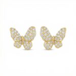 925 Sterling Silver Elegant Pavé Butterfly Stud Earrings Featuring Shimmering Brilliant Cut Stones