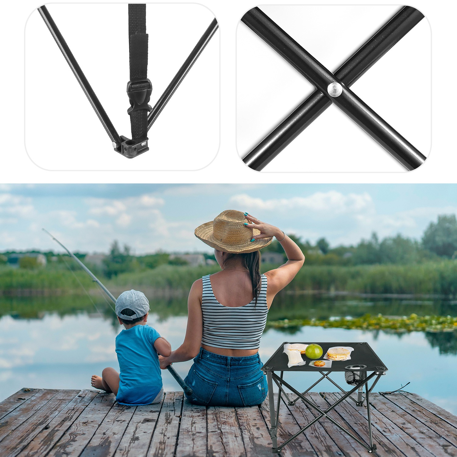 1Pc 2Pc Options Foldable Camping Table Portable Picnic Table Lightweight Travel Desk With 2 Cup Holders Carrying Bag Color Options Black Orange Green Red Blue Navy Blue - Image 40