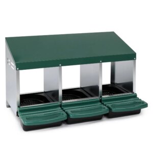 3 Compartment Roll Out Chicken Nesting Box With Plastic Basket, Egg Nest Box Chicken Laying Box Hens Chicken Coop Box, Green