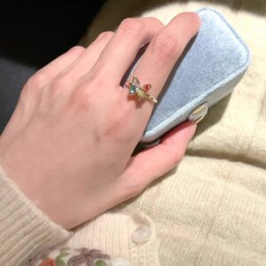 Ins Trendy Purple Enamel Butterfly Ring, Niche Light Luxury Chic Design, All-match Non-tarnish Ladies Band