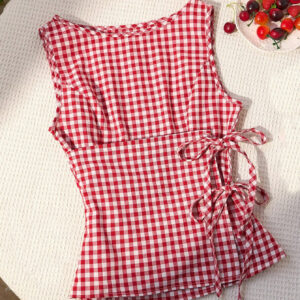 Plaid-print Sleeveless Top For Women