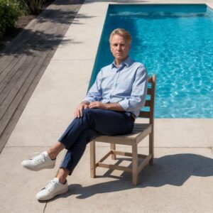 Wooden Color Armless Outdoor Chairs - HDPE Material Set Of 2