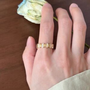 Minimalist Gold Tone Mother Of Pearl Ring, Adjustable Band, Niche Commuter Accessory