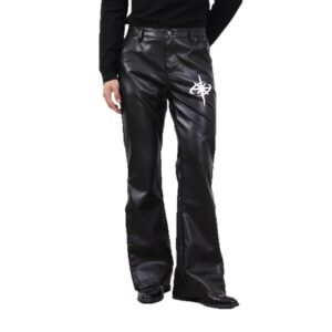 Men's Loose Casual Faux Leather Wide-Leg Pants