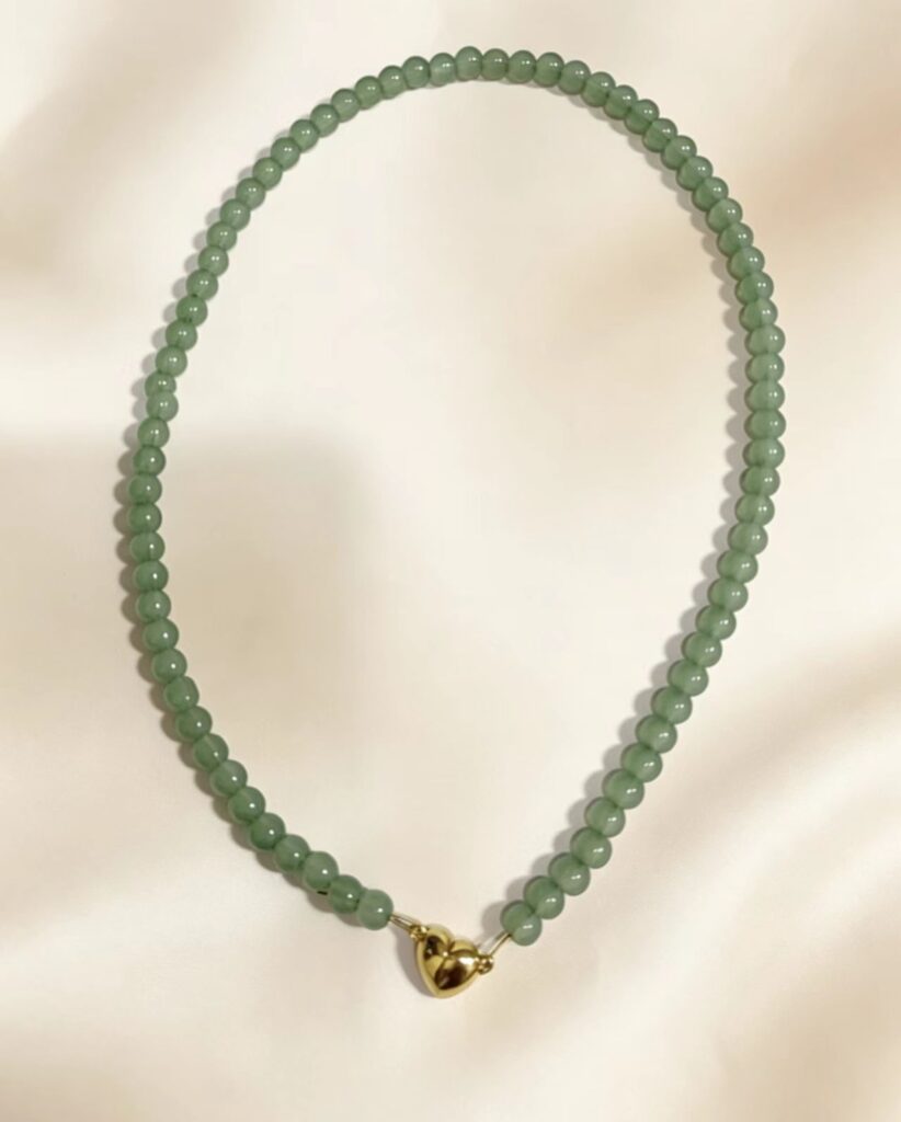 Green Dongling Bead Necklace Light-luxury Bone Chain