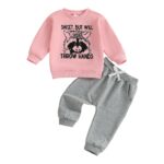Childrens Long-Sleeve Solid-Color Set With Panda Print