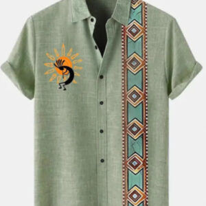 Retro Casual Short Sleeved Shirt For Men