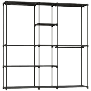 Kleiderschrank Offen, 4 Stock Kleiderständer Mit 2 Hängefächern Für Wohnzimmer, 182 X 43 X 185 Cm, Schwarz