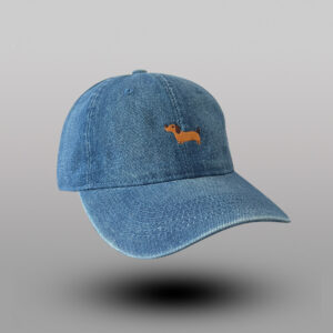 Cute Embroidered Puppy Washed Denim Baseball Cap