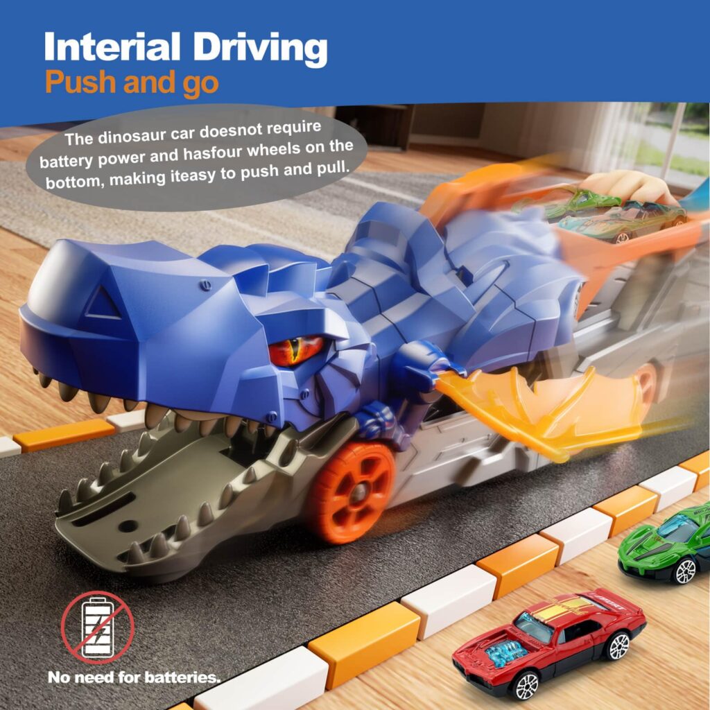 Dinosaur Truck Car Toys For Kids Toddlers Transport Truck With 4 Mini Car,Gifts,Randomized Logistics Delivery