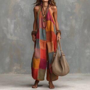 New Style Casual Printed Plaid Jumpsuit Womens Clothing
