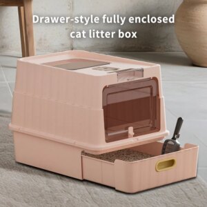 Simple Drawer Style Pink-Cat Litter Box, Humanized Design, Does Not Occupy Household Storage Space