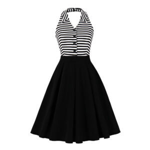 Womens French-style Vintage Halter-neck Dress