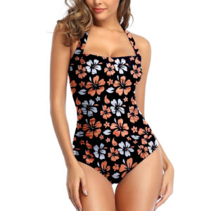 Lace-up Swimwear With A Slenderizing Design Solid-color Womens Swimsuit