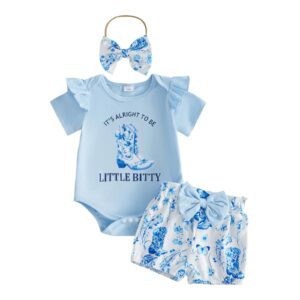 Baby Girls Short-sleeve Letter-print Romper Set
