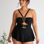 New Elegant And Fashionable Women's StyleWomen's Swimsuit For Beach Vacation Stylish One Piece With High Neck And Adjustable StrapsBeach Tankini--KA-P800-01