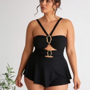 New Elegant And Fashionable Women’s StyleWomen’s Swimsuit For Beach Vacation Stylish One Piece With High Neck And Adjustable StrapsBeach Tankini–KA-P800-01
