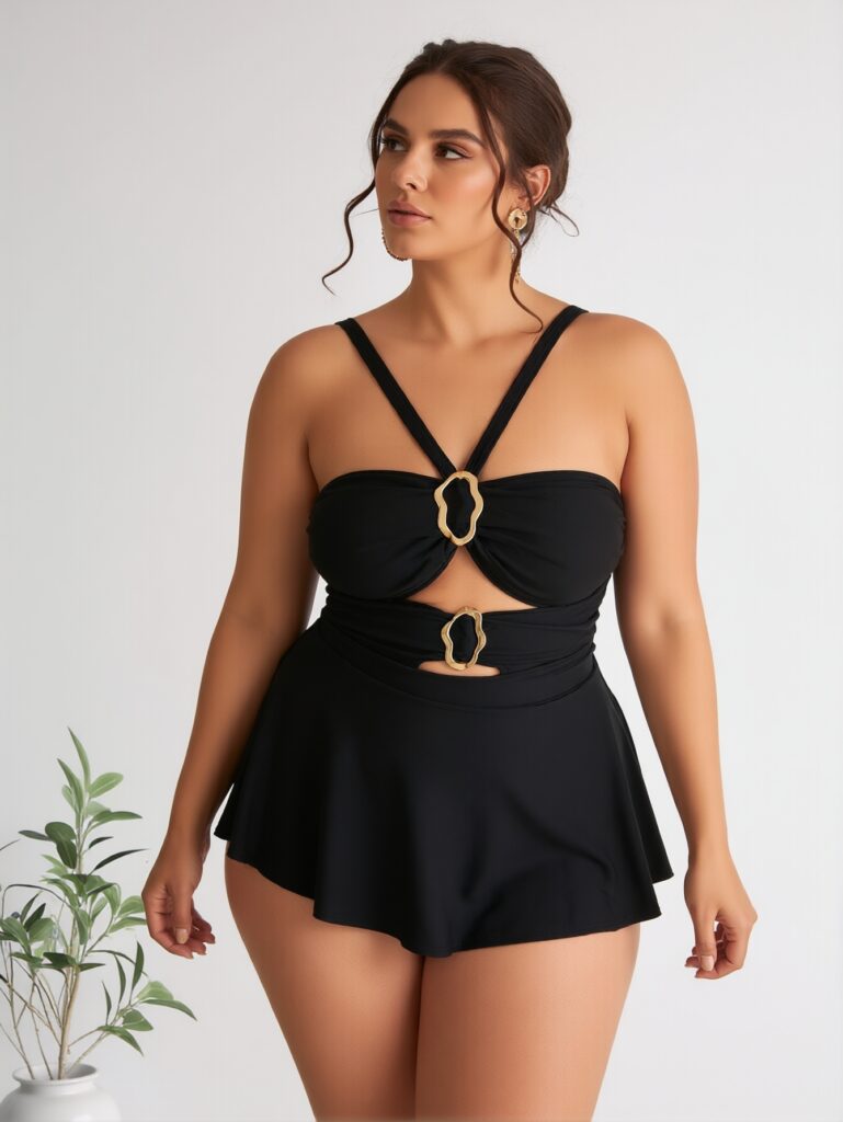 New Elegant And Fashionable Women's StyleWomen's Swimsuit For Beach Vacation Stylish One Piece With High Neck And Adjustable StrapsBeach Tankini--KA-P800-01