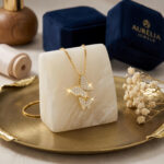 925 Sterling Silver Elegant Double Butterfly CZ Necklace in Gold-Plated Sterling
