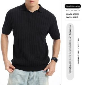 Light-luxury High-end Polo Knit With A Notched Collar And Vertical Stripes