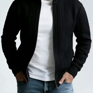 Mens Jacquard Fashionable Stand-Neck Jacket
